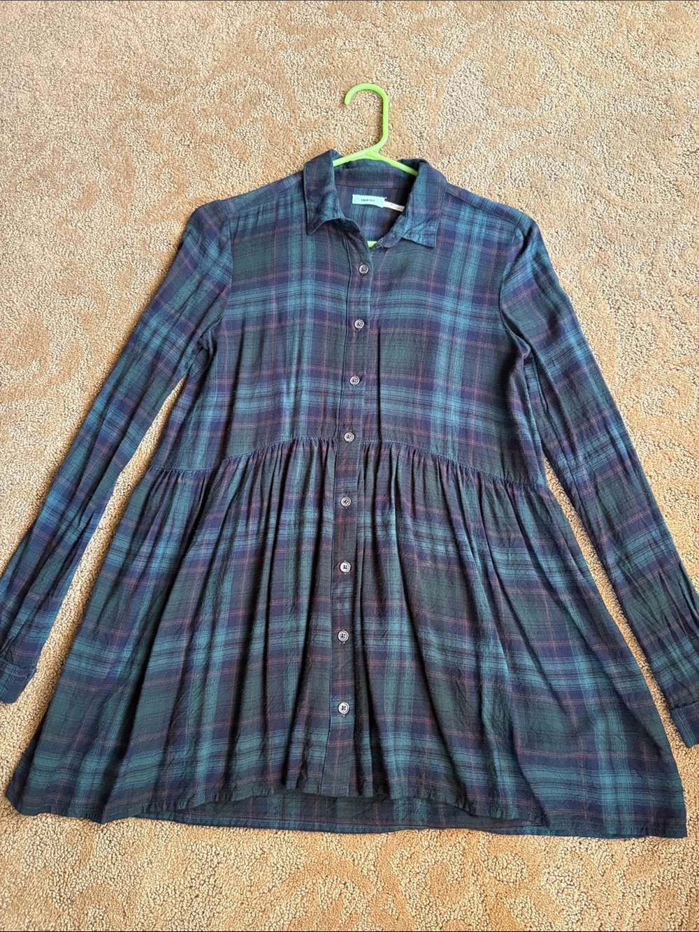 Kimchi Blue Plaid Button-Down Tunic Dress
